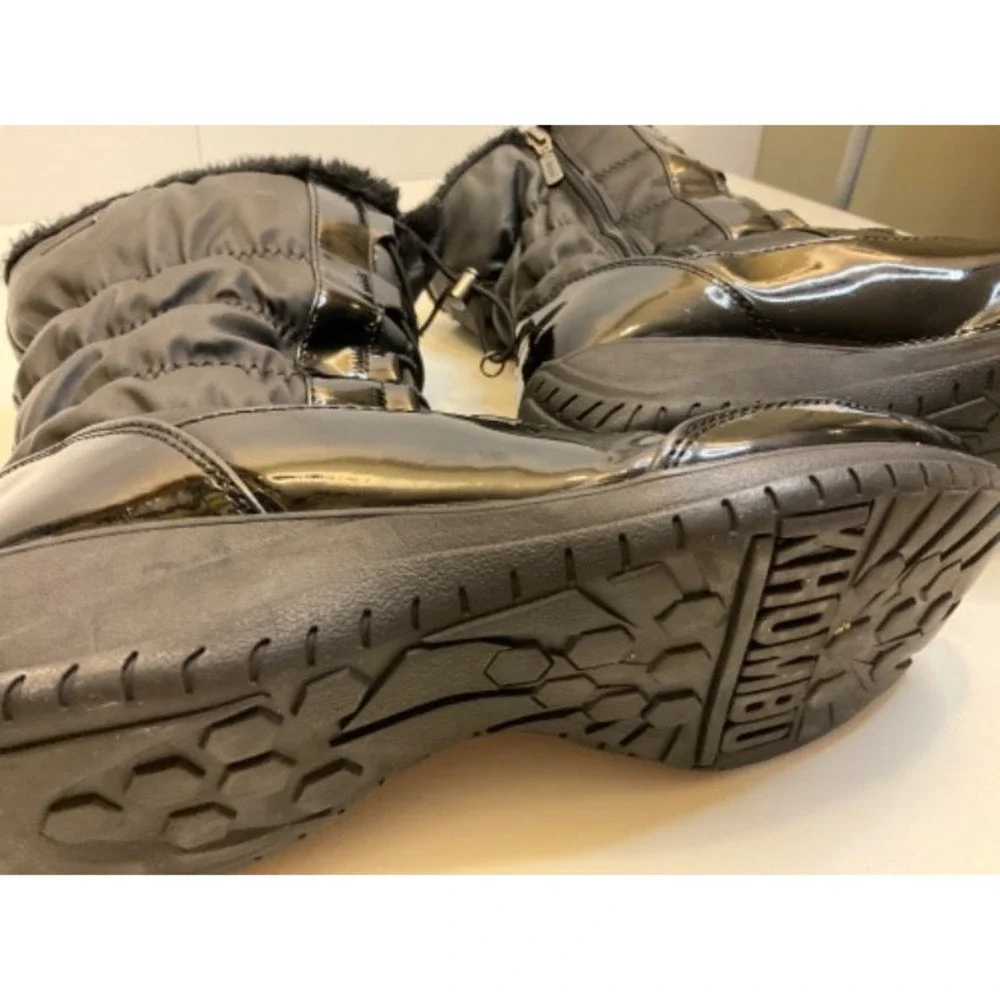 Khombu Winter Boots Womens Black Excellent Waterproof Faux Fur Lined Quilted